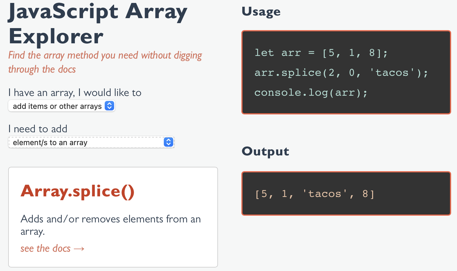 JavaScript Array Explorer